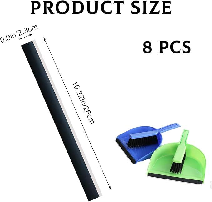 8 Pcs Dustpan Edge Replacement, 26cm Garbage Shovel Closing Edges Straps Garbage Shovel Rubber Lip Strip Plastic Strip Replacement for Dustpan Edge Bar