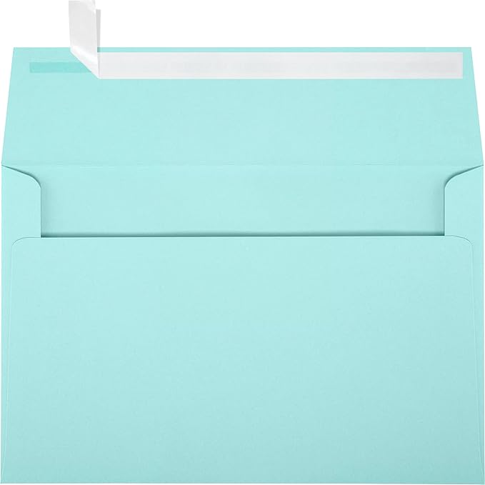 LUXPaper A9 Invitation Envelopes | Peel & Press | 5 3/4" x 8 3/4" | Seafoam Blue | 80lb. Text | 50 Qty