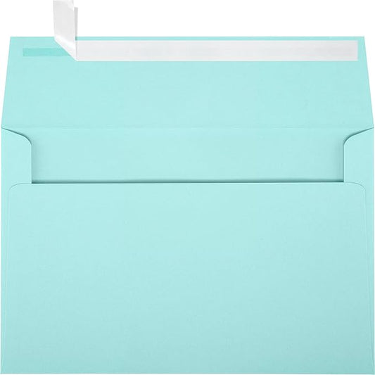 LUXPaper A9 Invitation Envelopes | Peel & Press | 5 3/4" x 8 3/4" | Seafoam Blue | 80lb. Text | 50 Qty