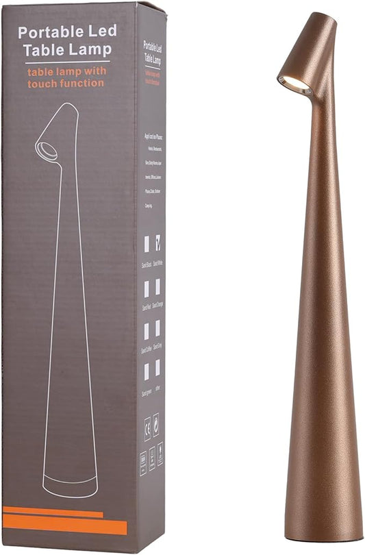 Cordless Small Table Lamps,3 Levels Brightness Portable Desk Lamp,Rechargeable Battery Lights for Outdoor, Restaurant, Bedside, Baby Night Light,Gifts(Brown)