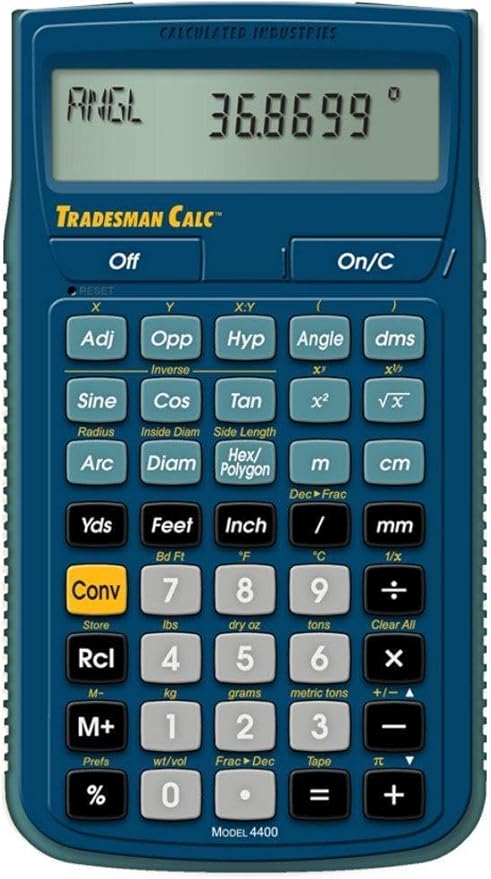 Calculated Industries 4400 TradesmanCalc Technical Trades Dimensional Trigonometry and Geometry Math and Conversion Calculator Tool for Tech Students, Welders, Metal Fabricators, Engineers, Draftsmen Small