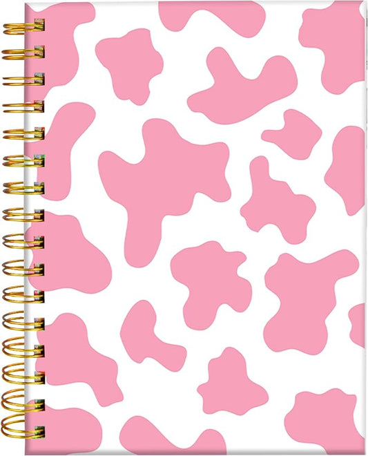 iampanda Spiral Journal Notebook,Cute Strong Twin-Wire Binding with Premium Paper for Girl Women,60 Sheets A5 College Ruled Notebook/Journal,Perfect for School Office Home Gifts,Pink Cow
