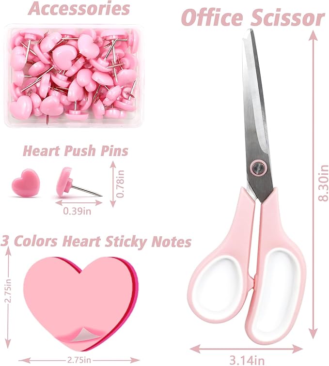 Pink Desk Accessories, Pink Office Supplies, Stapler and Tape Dispenser Set, Pink Desk Accessory Kit, Gift for Students, Women, Coworkers, Boss Lady, Office Clerks