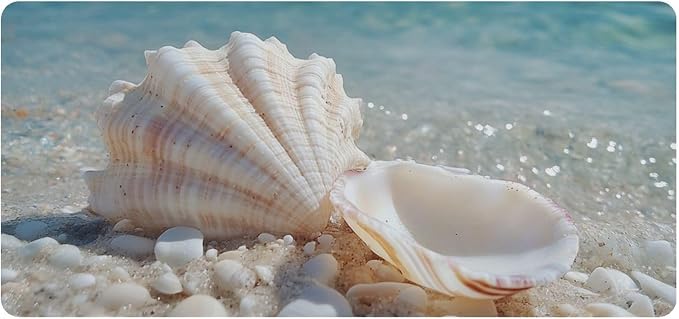 Mouse Pad Desk Mat Leather Desk Pad Large Gaming Desk Cover Protector Mat for Keyboard Computer Laptop Office Waterproof 47.2 x 23.6 Inch Blue Sea White Shell