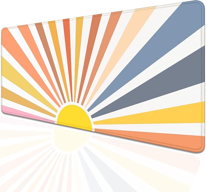 Straight Sun Rays Mouse Pad,XL Sunlight Mousepad Desk Pad with Stitched Edges,Non-Slip Waterproof Rubber Base Simplicity Mouse Mat Desk Mat for Office Computer Keyboard Laptop Home(27.5x11.8 in)