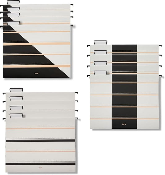 12 Pack Hanging File Folders Filing Cabinet Organizer Letter Size 1/5 Cut Adjustable Tabs Decorative for Home Office School Classroom