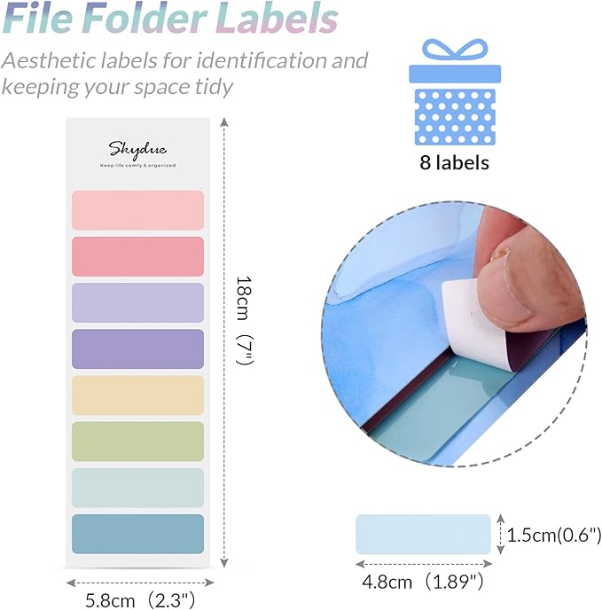 SKYDUE 5 Pockets Expanding File Folder, File Folders, Cute Accordion File Organizer with Labels (1 Pack, Blue)