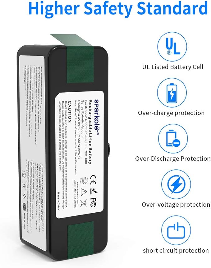 SPARKOLE 5200mAh Lithium Ion Replacement Battery for iRobot Roomba 960 980 981 970 965 801 805 850 860 877 890 891 895 690 680 675 640 614 615, Roomba 900, 800, 700, 600 Series (2025 Upgraded)