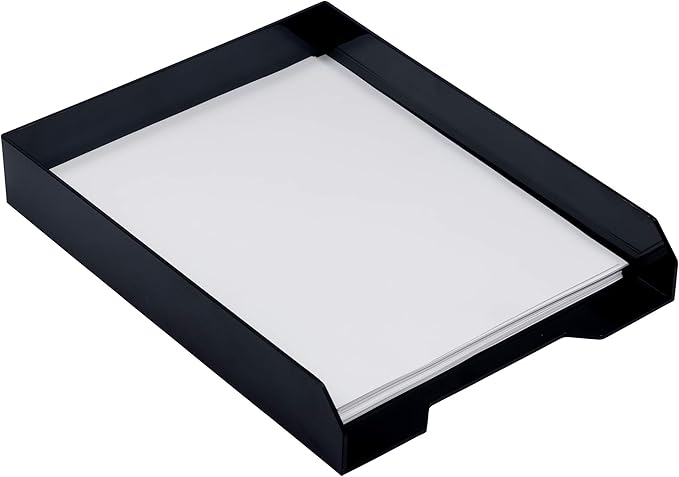 JAM PAPER Stackable Paper Trays - Black - Desktop Document, Letter, & File Organizer Tray - Sold Individually