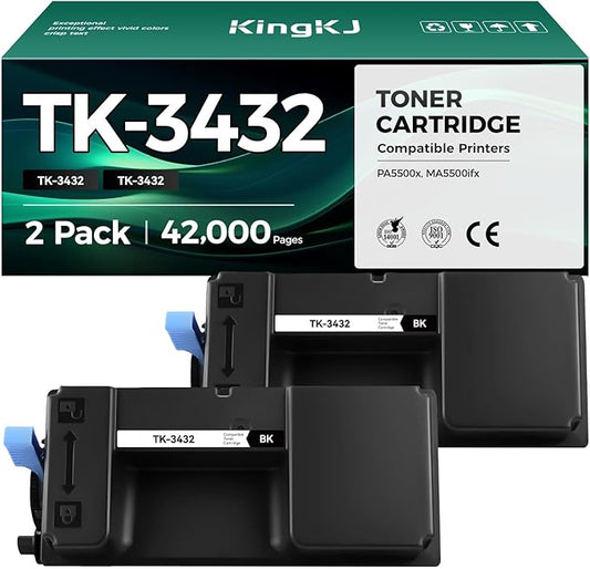 TK-3432 TK3432 Toner Cartridge Black 2-Pack High Yield with Chip Replacement for Kyocera TK-3432 1T0C0W0US0 Compatible with Kyocera ECOSYS PA5500x MA5500ifx Laser Printers,21,000 Pages Monochrome Ink