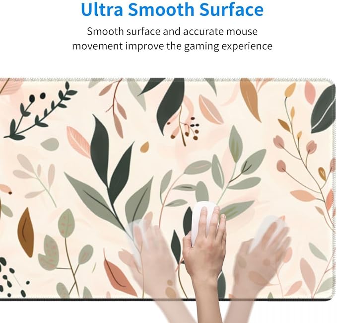 Desk Pad,Office Desk Mat 31.5"×11.8" Large Gaming Mouse Pad,Durable Extended Computer Mouse Pad,Waterproof Thick Big Mouse Pads with Non-Slip Rubber Base Office Home Abstract Boho Leaves