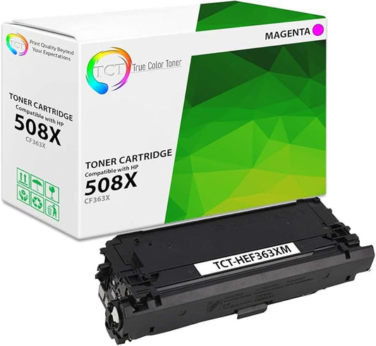 TCT 508X Magenta Toner Cartridge - Compatible Replacement for HP 508X CF363X High Yield Works with HP Color Laserjet Enterprise M552 M553 MFP M577 Printers (9,500 Pages)