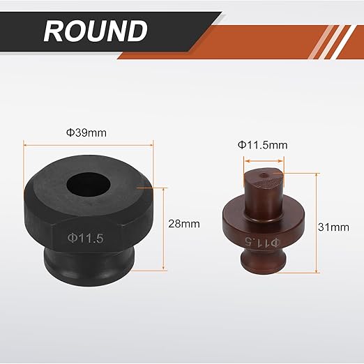 HARFINGTON Hydraulic Hole Punch Die 11.5mm Round Hole 40Cr Steel Electric Punching Kit for MHP-20 JP-20 Electric Punching Machine, Burgundy & Black