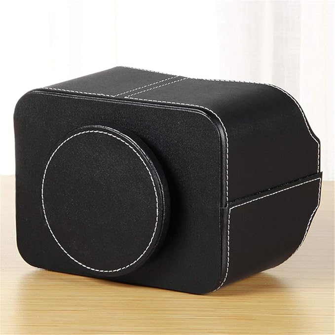 PU Leather Remote Control Holder,360 Degree Spinning Desk TV Remote Caddy,Desk Organizers and Accessories,for Controller,Media,Mail,Calculator,Mobile Phone,Pen Storage Holder(Black)