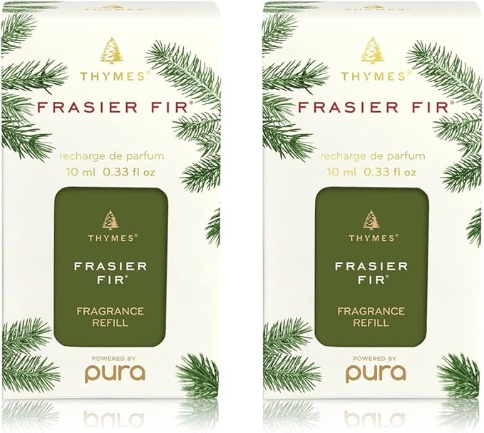 Thymes Pura Refills – 2 Pack of Oil Diffuser Scents – Long-Lasting Pura Diffuser Refills – Premium Home Fragrance – Notes Siberian Fir Needles, Cedarwood & Sandalwood (Frasier Fir, Pack of 2)