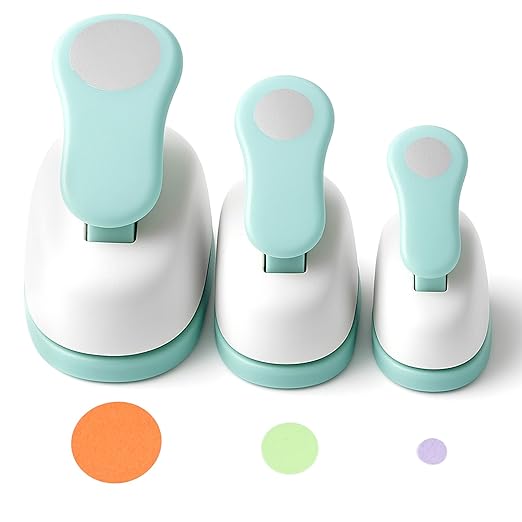 LOVEINUSA 3PCS Circle Hole Punch, Different Size（1+ 5/8 + 3/8 Inch） of Scrapbooking Paper Cutter Crafting, Designs for Office Junk Journal Supplies, Card Making, DIY Albums, Photos, Circle Cutter