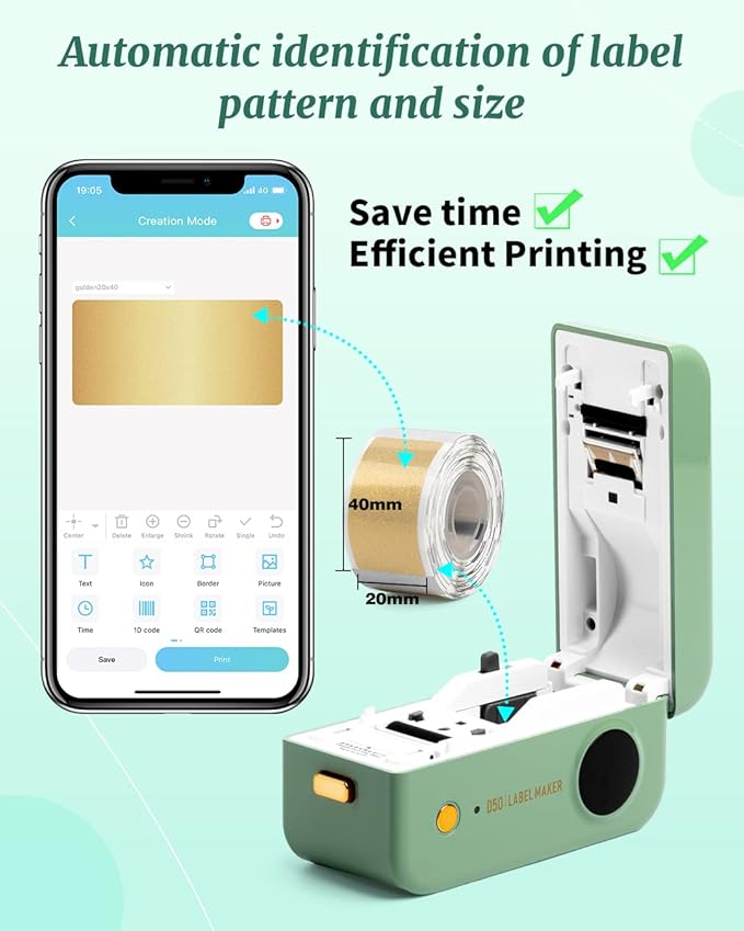 Phomemo Large Label Maker Machine with Tape D50 for 3/5" to 9/10" tape, Portable Thermal Label Maker Machine, Bluetooth Label Printer for Address,Storage,Office, Support Phones & Pad, USB Rechargeable
