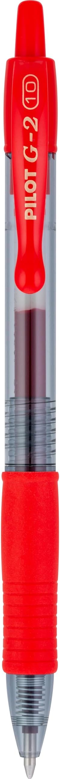 Pilot G2 Premium Gel Roller Pens, Bold Point 1 mm, Red Pens, Pack of 12 - Ideal for School, Journaling & Office Writing