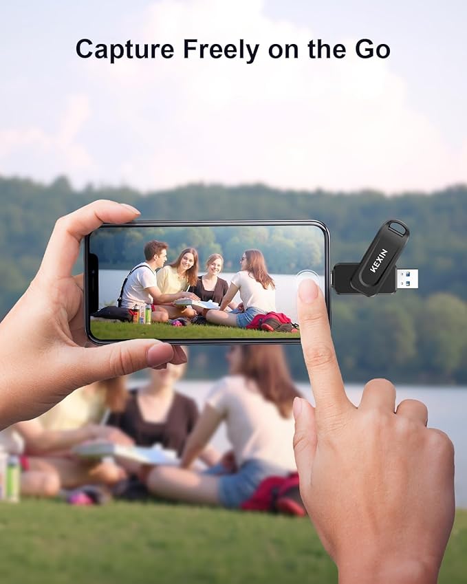 KEXIN USB C Flash Drive 512GB Thumb Drive 100MB/s Swivel Dual USB Drive 3.0 USB-A & Type-C Jump Drive for Smartphone Tablet iPhone 15/16 Car Game Console, 512GB Black