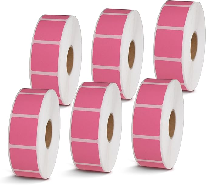BETCKEY - 1" x 1" Square QR Code Labels Compatible with Zebra & Rollo Label Printer,Premium Adhesive & Perforated[Pink, 6 Rolls, 8280 Labels]