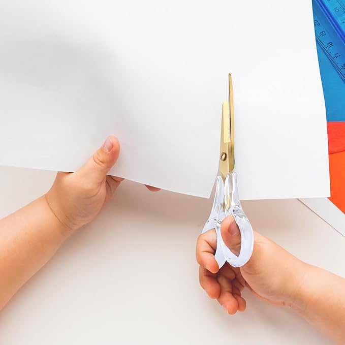 Honagu Acrylic Scissors 2-Pack 6.5", Multipurpose Stainless Steel, Sharp, Safe,Paper and Fabric Scissors for Office, Home, School, Sewing and Crafting (Gold)