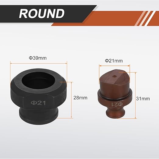 HARFINGTON Hydraulic Hole Punch Die 21mm Round Hole 40Cr Steel Electric Punching Kit for MHP-20 JP-20 Electric Punching Machine, Burgundy & Black