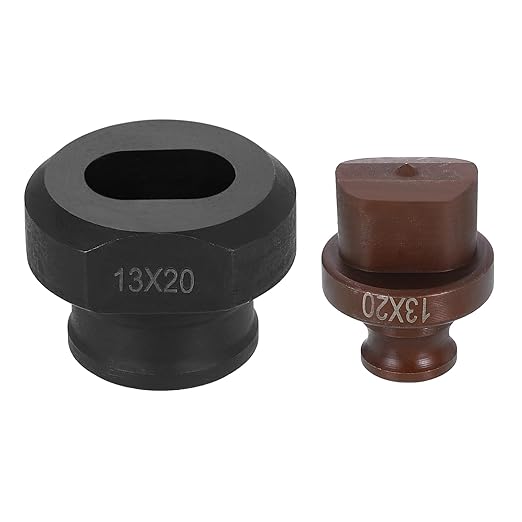 HARFINGTON Hydraulic Hole Punch Die 13x20mm Oval Hole 40Cr Steel Electric Punching Kit for MHP-20 JP-20 Electric Punching Machine, Burgundy & Black