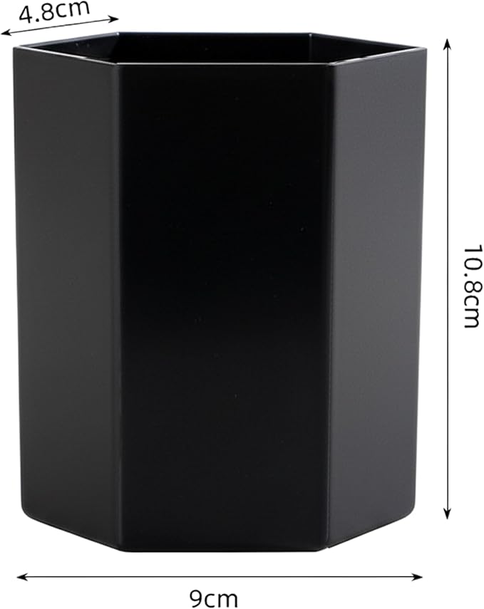 Black Pen Holder for Desk | Hexagonal Acrylic Pencil Holder Organizer for Home, Offices | Multipurpose Acrylic Makeup Organizers, Clear Toothbrush Holder & Pencil Cups for Desk | Stationary Supplies