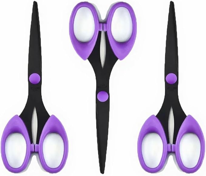 3 Pack 6.5" Multi-Purpose Scissors, Arts and Crafts Scissors,for Office, Home, School and Sewing (Purple)