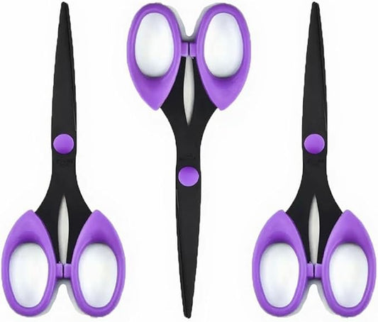3 Pack 6.5" Multi-Purpose Scissors, Arts and Crafts Scissors,for Office, Home, School and Sewing (Purple)