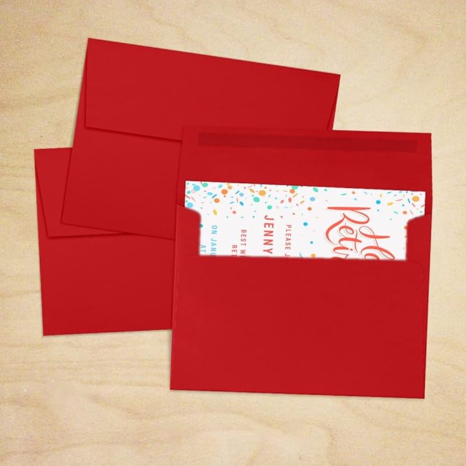 LUXPaper A7 Invitation Envelopes | 5 1/4" x 7 1/4" | Holiday Red | 60lb. Text | 50 Qty