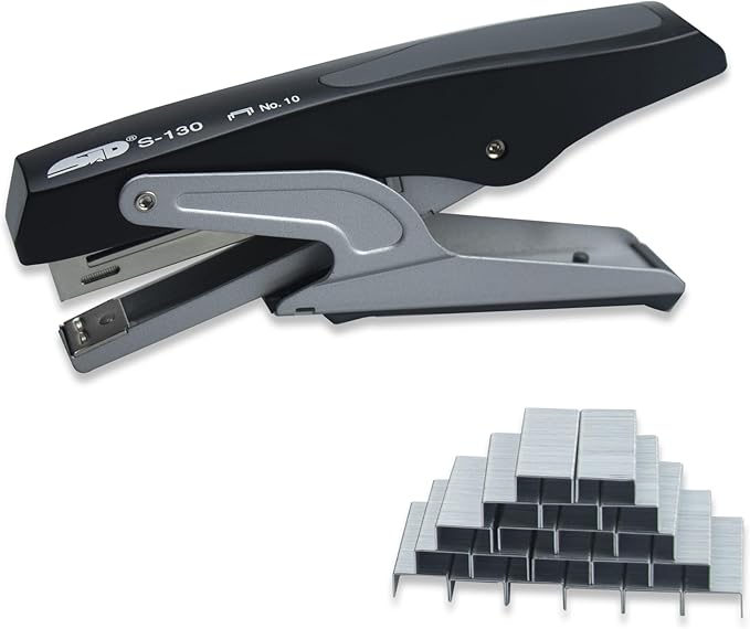 Handheld Plier Stapler, Sturdy Metal Desktop Hand Stapler for Office, School and Home, Only Uses NO.10 Staples, Black, 2024 Gifts