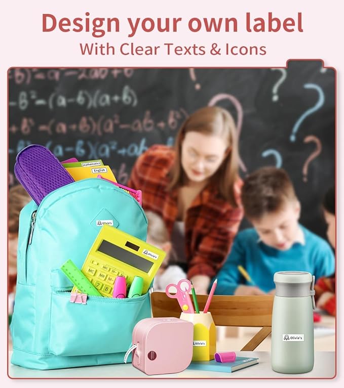 Phomemo Label Maker Machine with Tape, P12 Portable Bluetooth Label Maker Thermal Mini Label Printer with Multiple Templates for Home, Office, Kitchen, Storage, Organizing, Pink