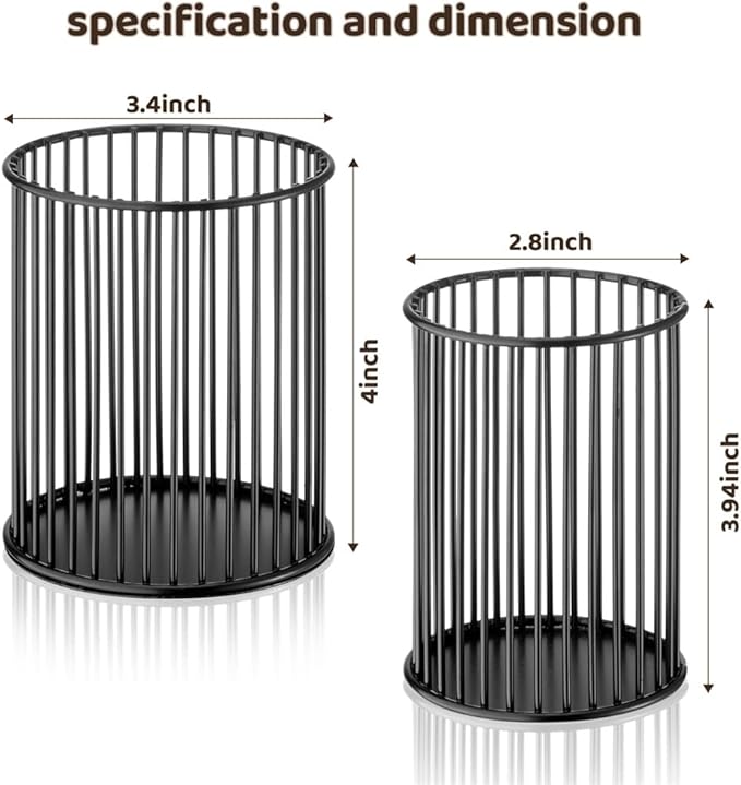 2 Pack Metal Pen Holder for Desk,Makeup Brushes Cup Holder, Pencil Holders, Pen cup, Home and Office Organizer, Black