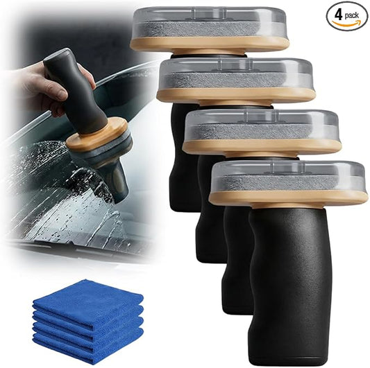 Handheld Glass Oil-Film Remover, 2026 Upgrade Glass Emulsion Cleaner, New Glass Cleaning Board, Automotive Oil Film Cleaning Brush for Car Windows (4, Medium)