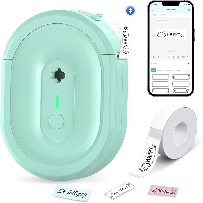 Label Maker Machine with Tape, N12 Bluetooth Mini Label Printer, Portable Thermal Stickers Label Makers Wireless Labeler for Home Office School Kids Items Organization