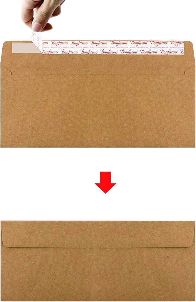 120 Pack #10 Brown Kraft Security Envelopes 4-1/8 x 9-1/2 inches Self Seal