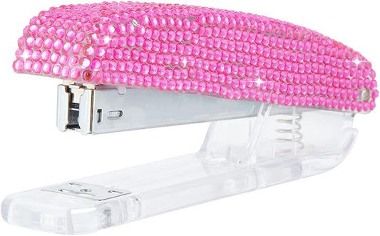 Pasted Diamond Crystal Handmade Bling Dazzling Stapler for Office, School, or Home (Pink)