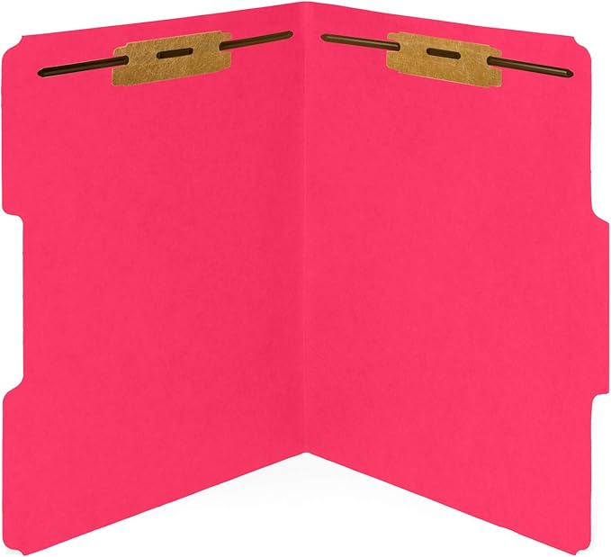 50 Red Fastener File Folders - 1/3 Cut Reinforced Tab - Durable 2 Prongs Bonded Fastener Designed to Organize Standard Medical Files, Law Client Files, Office Reports - Letter Size, Red, 50 Pack