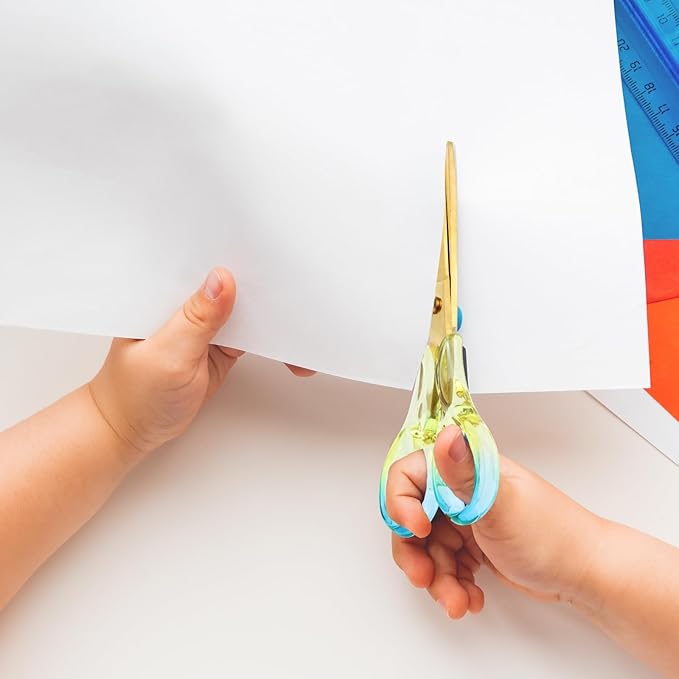 Honagu Premium Acrylic Handle Scissors -Stainless Steel Blades, Precision Cutting, Ergonomic Design, Ideal for Home, Office, and Craft Use - 2 Pack, Red+Blue