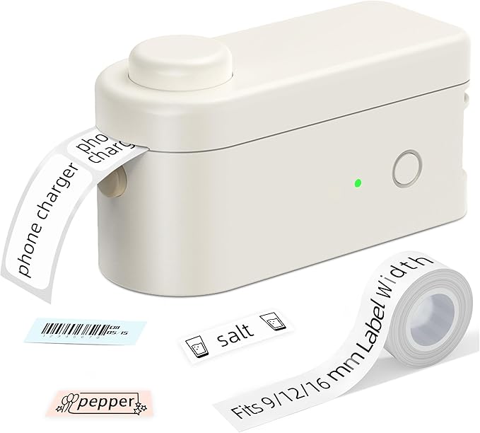 Makeid L1 Label Maker Machine with Tape - Portable & Rechargeable Label Makers Compatible with 9 12 16mm Waterproof Tape - Mini Bluetooth Labeler for Organizing Home Office School