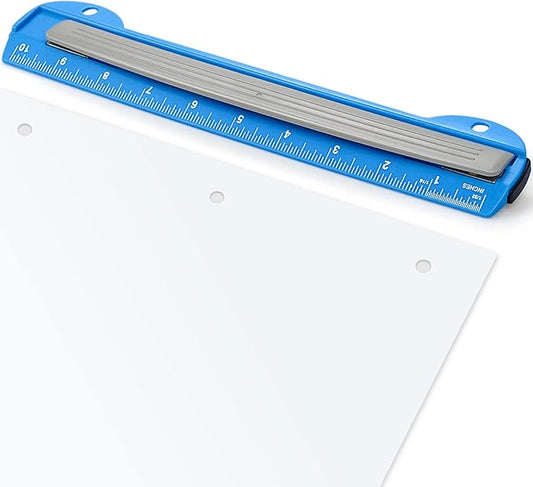Eagle 3 Hole Punch, Portable Ring Binder 3 Hole Punch, Paper Puncher with Integrated Ruler, 5 Sheets Capacity, for Ring Binders, Office and School Supplies (Blue)
