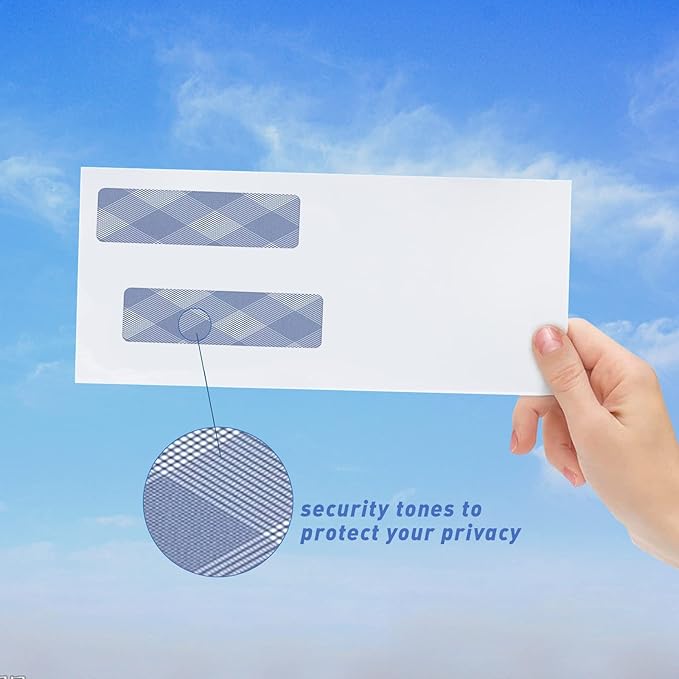 750#8 Self Seal Business Envelopes, PANDRI No.8 Double Window Design for Business and Quickbooks Check(invoice not fit), Documents Secure Mailing - Number 8 Size 3 5/8 X 8 11/16-24LB