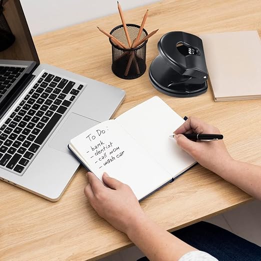 2 Hole Punch Paper Hole Puncher, 10 Sheets Capacity, Without Alignment Guide, Simple Packaging, Black