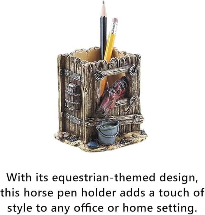 SAGEFINDS Horse-Themed Pen Holder | Desktop Stationery Organizer | Desk Storage Accessories | Home Office Pencil Cup Container | Gift for Horse Lovers