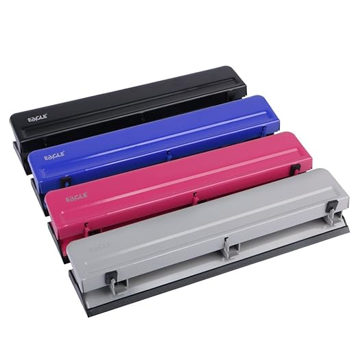 Eagle Desktop 3 Hole Punch, Paper Puncher, Heavy Duty,12 Sheet Capacity, Metal (Deep Pink)