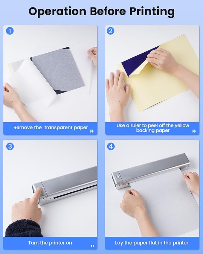 Phomemo Inkless Portable Printer for Travel - Wireless Thermal Printer Compatible with Phone & Laptop, Bluetooth Printers Supports 8.5" X 11" Letter Thermal Paper, Come with Carry Case