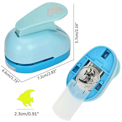 Craft Punches 8 Pack with 6 Sticker Paper, 1inch Hole Punch Shapes Medium Paper Shape Punches for Paper Craft DIY Scrapbooking