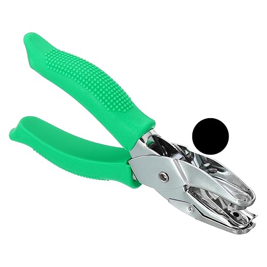 PATIKIL 1/8" Round Single Hole Punch, Handheld Hole Puncher with Grip Metal Paper Puncher for DIY Craft Scrapbook Ticket Card, Green