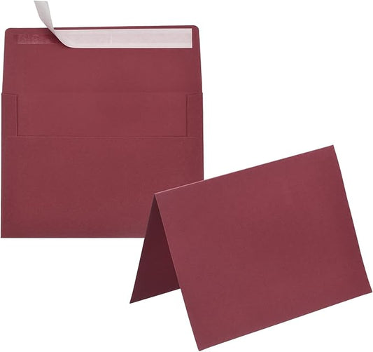 PATIKIL 50Pack Wine Red 5x7 Blank Cards and Envelopes, Self Seal A7 Envelopes with Folded Cardstock Small for Greeting Cards Wedding Greeting Birthday Invitations Letter Mailing
